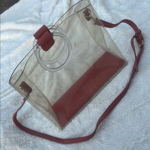 Transparent Tote Bag with Red Accents